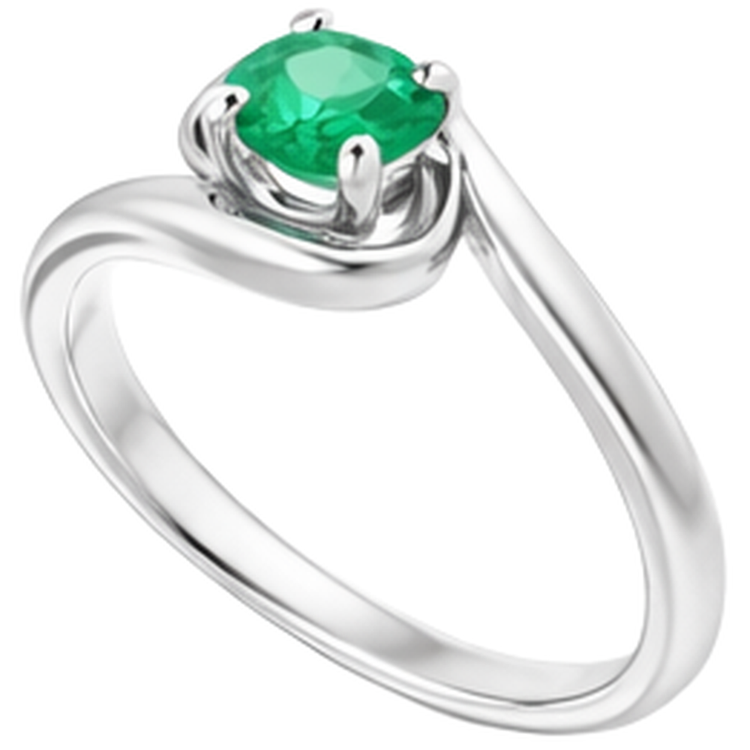 Bague Emeraude Vert 1 Carat Sertissage Tige Libre or Blanc 14K