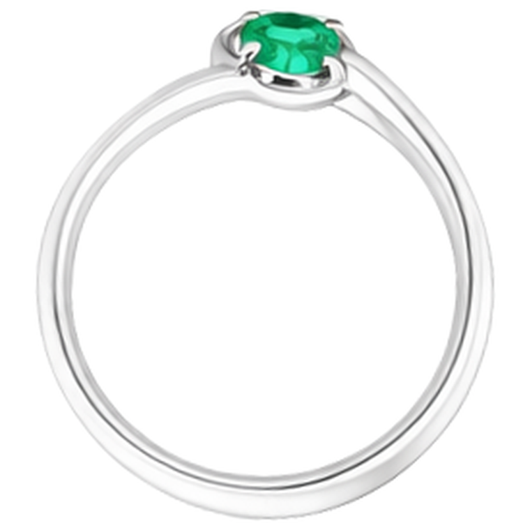 Bague Emeraude Vert 1 Carat Sertissage Tige Libre or Blanc 14K