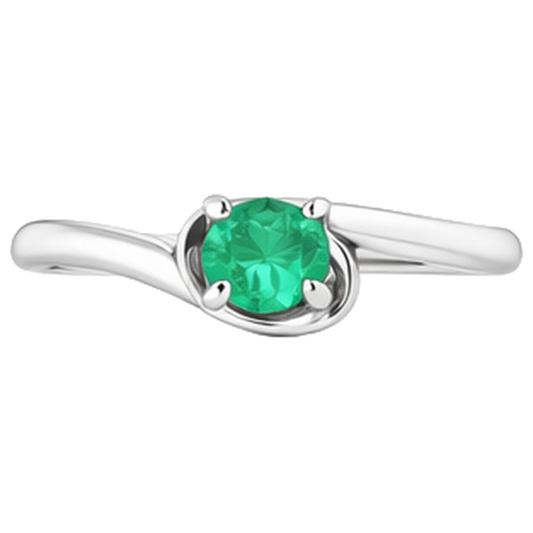 Bague Emeraude Vert 1 Carat Sertissage Tige Libre or Blanc 14K