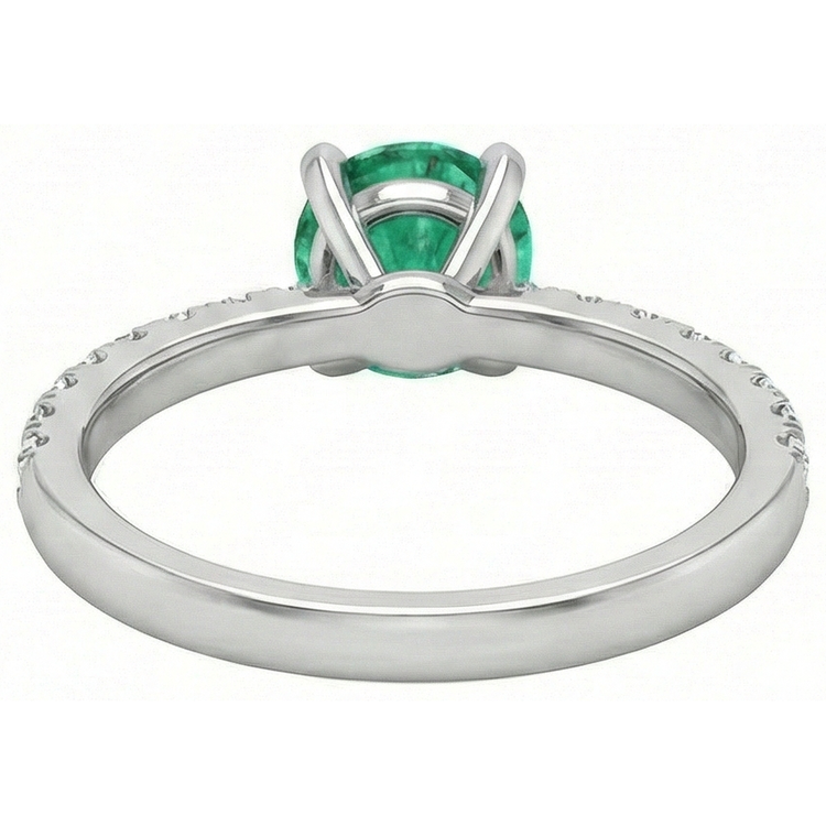 Bague Emeraude Verte 3.80 Carats Et Diamants Naturels Extraits des Mines ( et non cultivés en laboratoire ) Or Blanc 14K