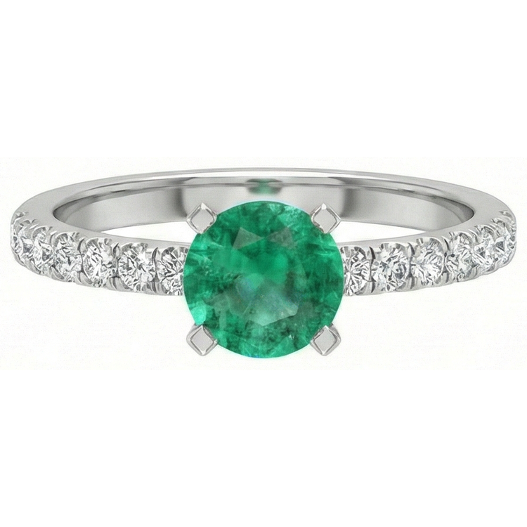 Bague Emeraude Verte 3.80 Carats Et Diamants Naturels Extraits des Mines ( et non cultivés en laboratoire ) Or Blanc 14K