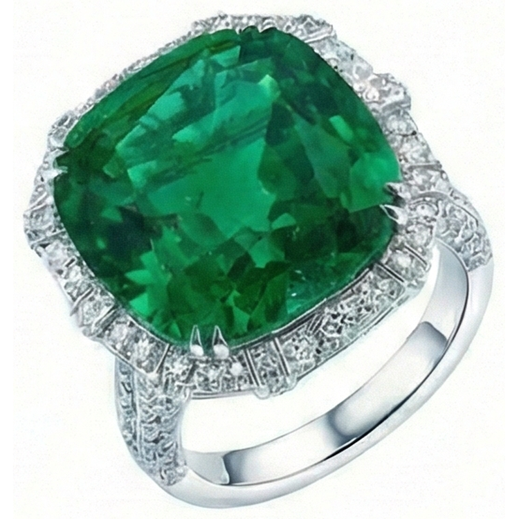 Bague Émeraude Verte De Colombie Avec Diamants Naturels Extraits des Mines ( et non cultivés en laboratoire ) 4 Carats