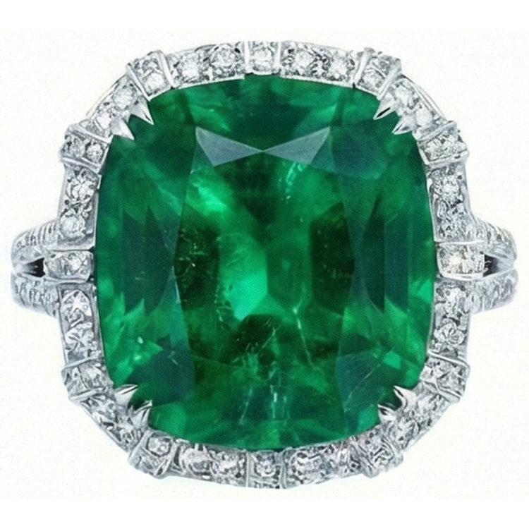 Bague Émeraude Verte De Colombie Avec Diamants Naturels Extraits des Mines ( et non cultivés en laboratoire ) 4 Carats
