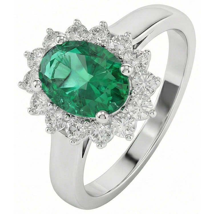 Bague Émeraude Verte Et Diamant Naturels Extraits des Mines ( et non cultivés en laboratoire ) 3.50 Carats Bijoux Dame En Or