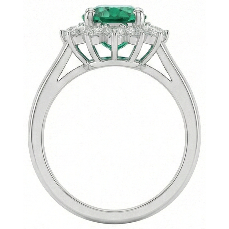 Bague Émeraude Verte Et Diamant Naturels Extraits des Mines ( et non cultivés en laboratoire ) 3.50 Carats Bijoux Dame En Or