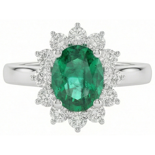 Bague Émeraude Verte Et Diamant Naturels Extraits des Mines ( et non cultivés en laboratoire ) 3.50 Carats Bijoux Dame En Or