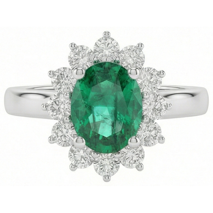 Bague Émeraude Verte Et Diamant Naturels Extraits des Mines ( et non cultivés en laboratoire ) 3.50 Carats Bijoux Dame En Or