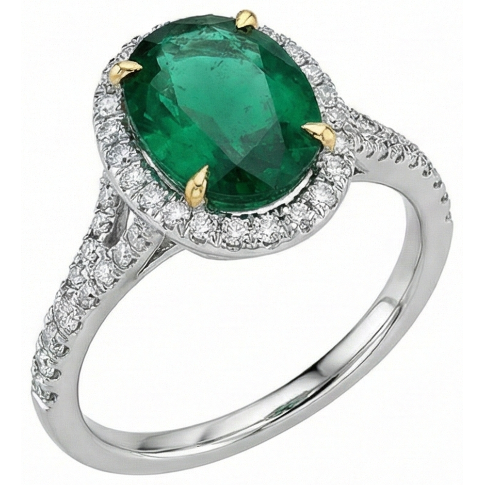 naturel round émeraude 3carats bague angle de côté