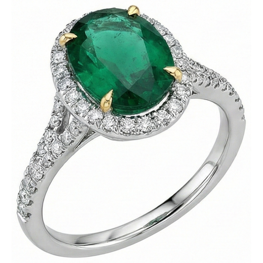 naturel round émeraude 3carats bague angle de côté