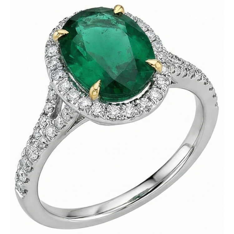 naturel round émeraude 3carats bague angle de côté