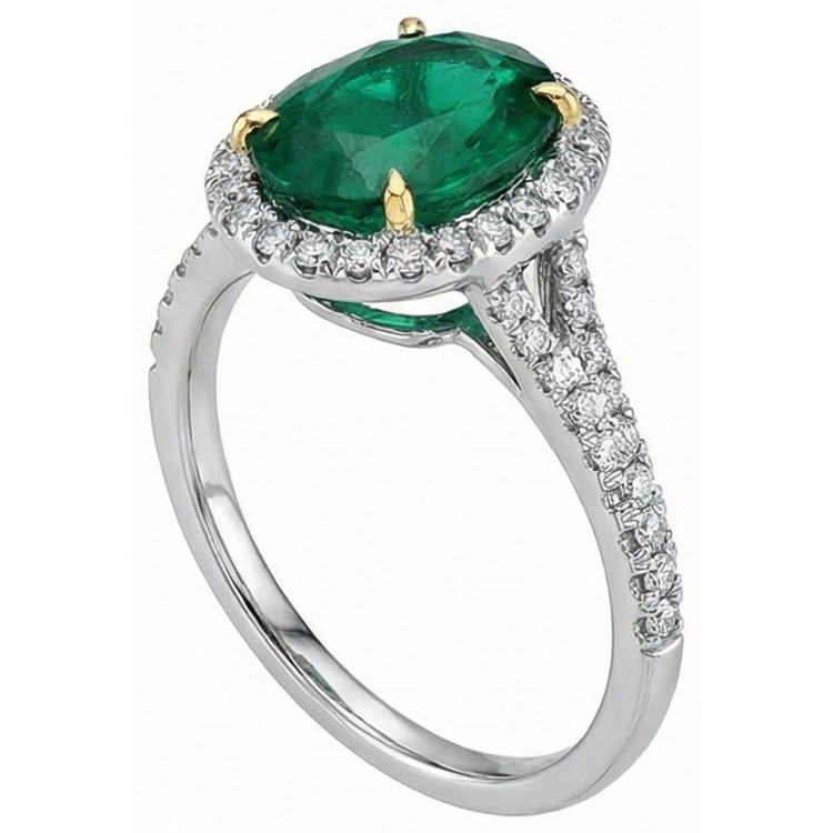 naturel round émeraude 3carats bague détail rapproché