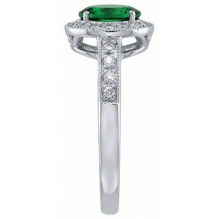 Bague Émeraude Verte Ovale 3 Ct Avec Diamant Naturels Extraits des Mines ( et non cultivés en laboratoire ) Or Blanc 14K
