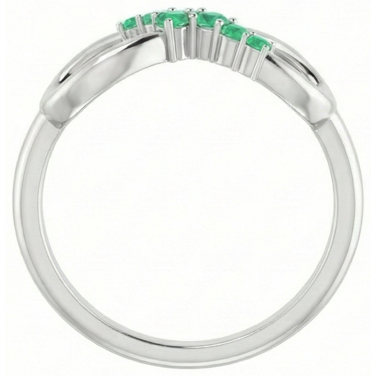 Bague Émeraude Verte Style Infini 1 Carat Or Blanc 14K Bijoux