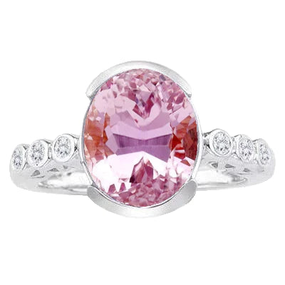 Bague En Diamant Avec Lunette Kunzite Naturelle