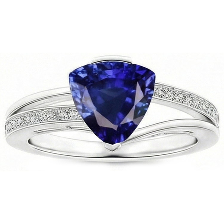 Bague En Diamant Avec Saphir Taille Trilliant