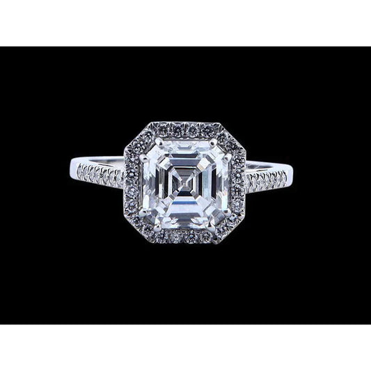 Bague En Diamant Taille Asscher Halo Naturel