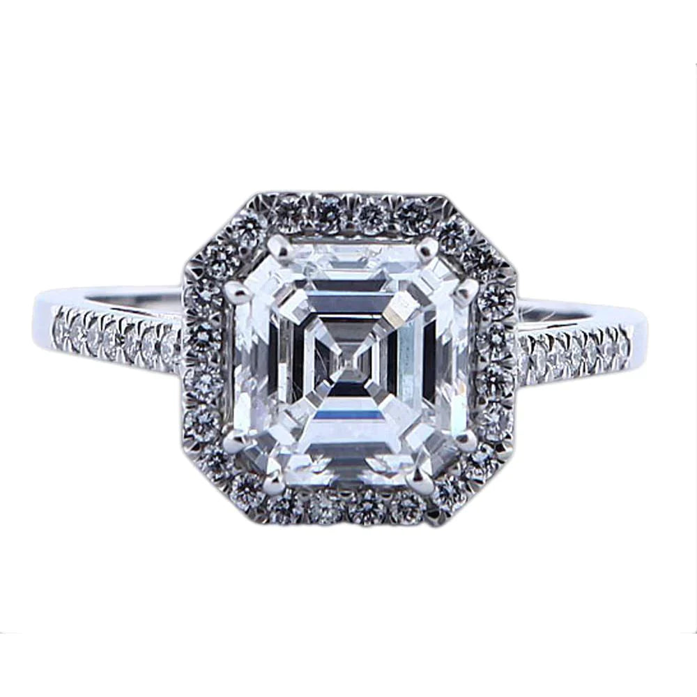 Bague En Diamant Taille Asscher Halo Naturel