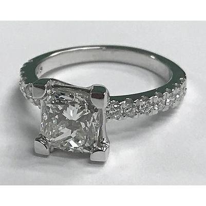 Bague En Diamant Taille Princesse De 3.50 Carats Réel Diamant Avec Accents En Or Blanc 14K