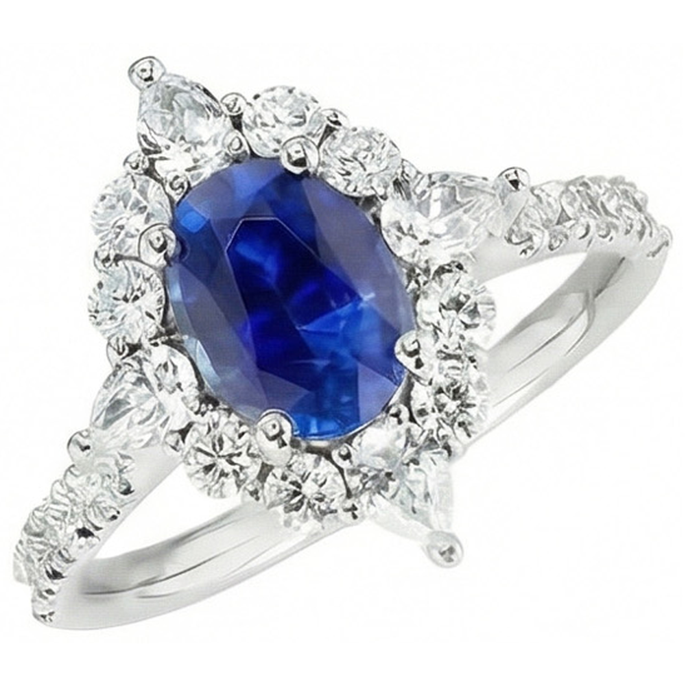naturel oval diamant 1carats bague vue de face