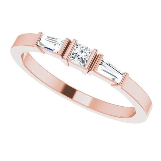 Bague En Naturel Diamant À Trois Pierres 1.10 Carats En Or Rose 14 Carats