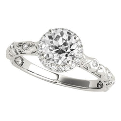Bague En Naturel Diamant De Style Vintage Halo Vieux Mineur 3.50 Carats En Filigrane