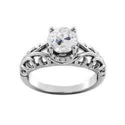 Bague En Naturel Diamant Rond Ancien Mineur Serti De Griffes De Style Vintage 2.75 Carats