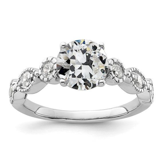 Bague En Or 14K Avec Naturel Diamants Ronds Taille Vieille Mine Sertie De 4 Griffes 3.25 Carats