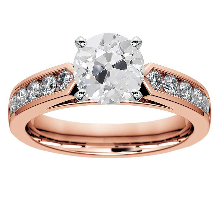 Bague En Or 14K Avec Véritable Diamants Ronds Taille Ancienne Sertie De 4.25 Carats