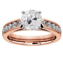 Bague En Or 14K Avec Véritable Diamants Ronds Taille Ancienne Sertie De 4.25 Carats
