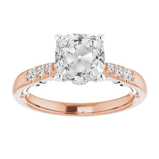 Bague En Or 14K Coussin Mariage Ancien Naturel Diamant Mineur 4.25 Carats