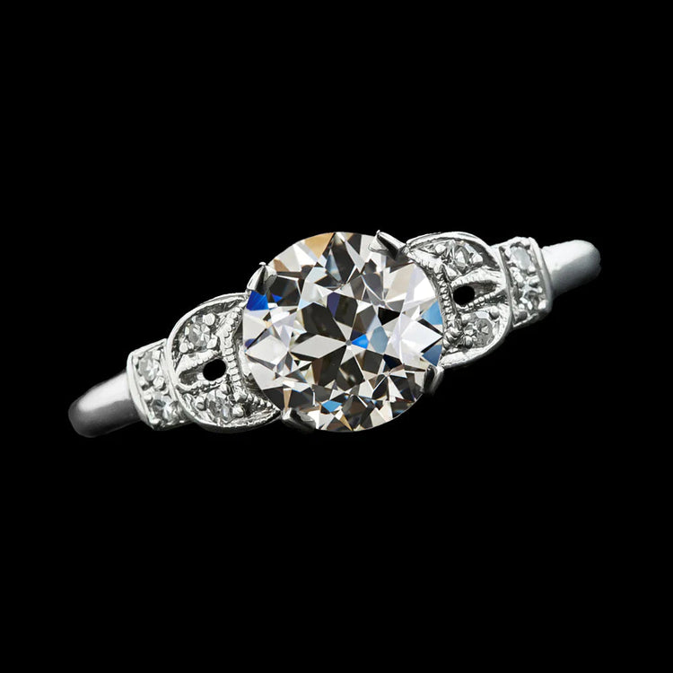 Bague En Or 3 Carats Ronde Avec Réel Diamants Taillés A La Mine. Bijoux En Or Pour Femme