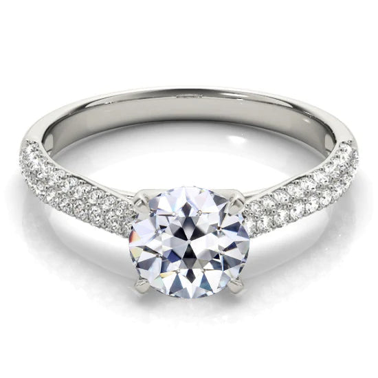 Bague En Or Avec Réel Diamants Taillés A l'ancienne. Double Rangée. Sertie De Bijoux. 4.50
