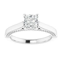 Bague En Or Blanc 14 Carats Avec Réel Diamants Taille Ancienne Sertie De Griffes 6 Carats