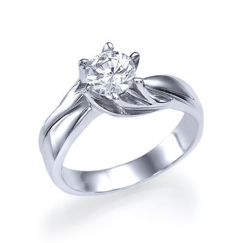 Bague En Or Blanc 14K Solitaire Avec Véritable Diamants Etincelants De 1.50 Carats
