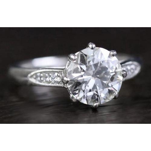Bague En Or Blanc à 2,10 Carats De Naturel Diamants Vieux Mineur