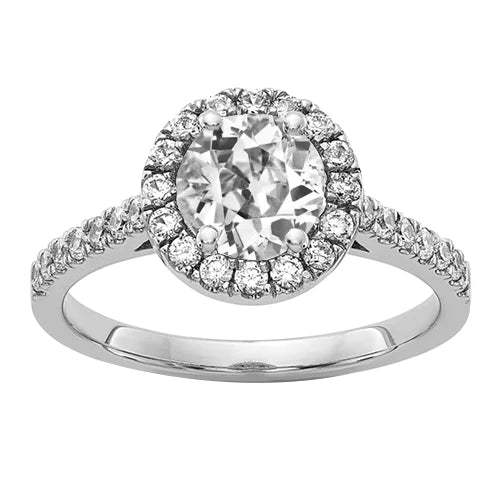 Bague En Or Halo ronde Vieux mineur Réel Diamant Pour Femme Bijoux 4 Carats