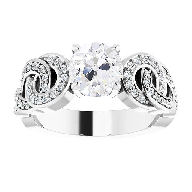Bague En Or Naturel Diamant Taille Ancienne Sertie De Bijoux De Style Torsadé 5.50 Carats