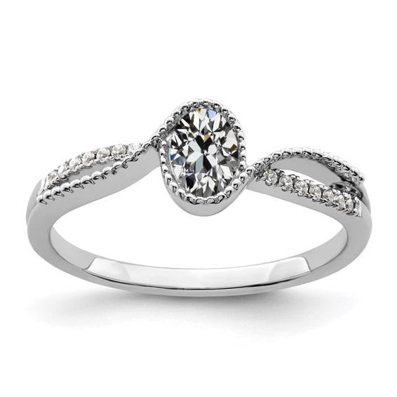 Bague En Or Ovale Véritable Diamant Taille Ancienne Mine Torsadée Tige Fendue 2.50 Carats