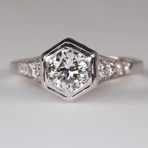 Bague En Or Ronde Avec Véritable Diamants Taille Ancienne Mine Sertie De Griffes 2.25 Carats