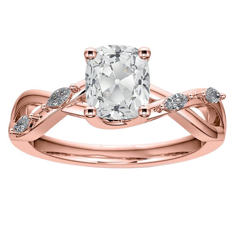 Bague En Or Rose Avec Naturel Diamants Taille Coussin Et Accents De Marquise 4.75 Carats