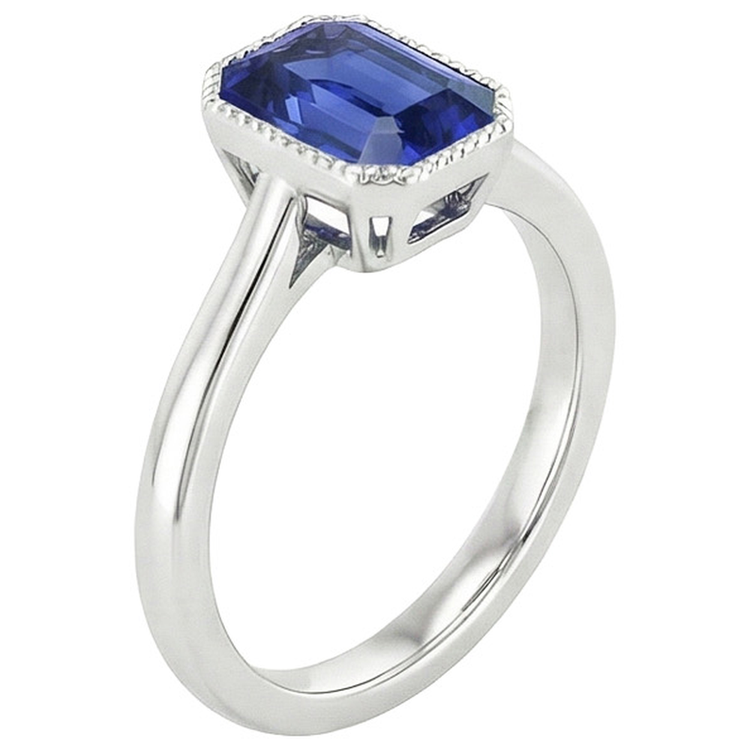 Bague En Or Scintillant Saphir Taille Radiant