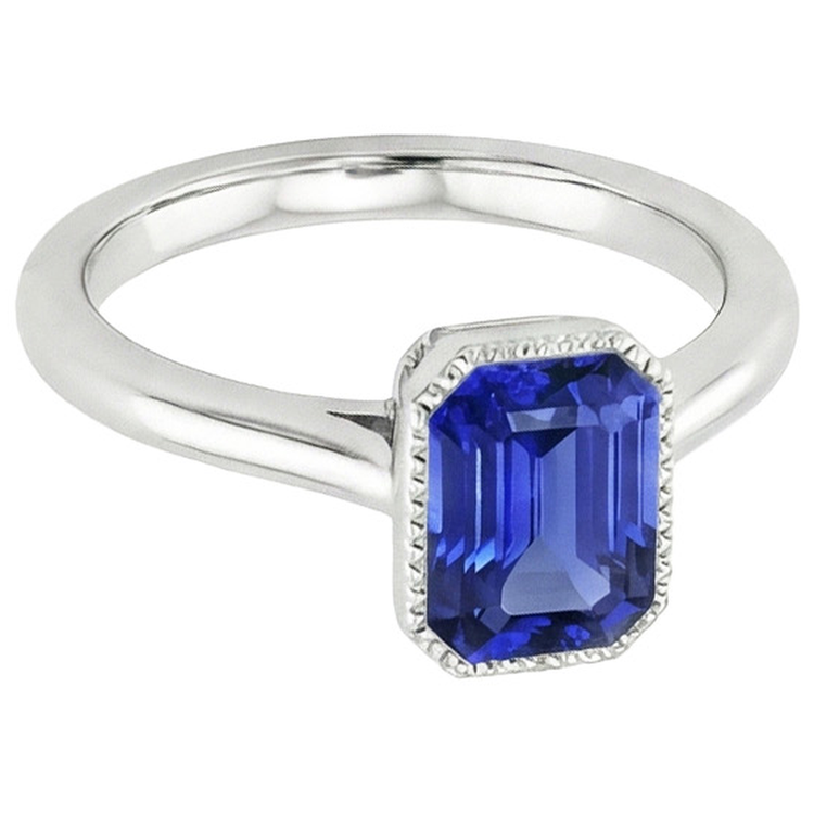 Bague En Or Scintillant Saphir Taille Radiant