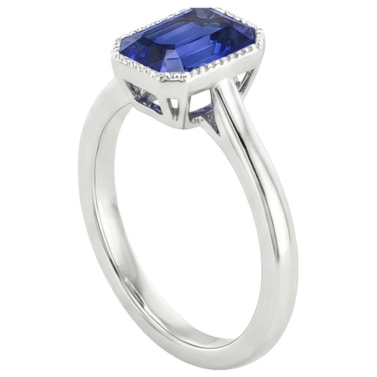 Bague En Or Scintillant Saphir Taille Radiant