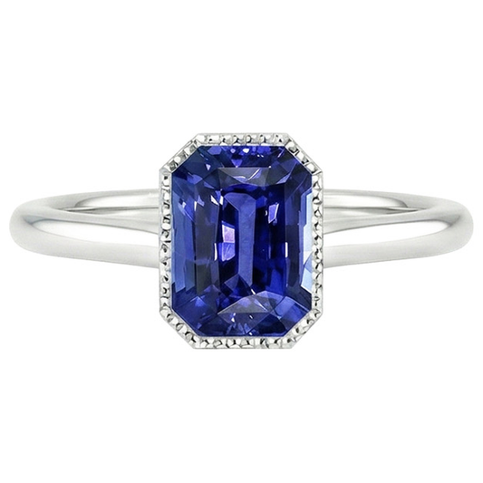Bague En Or Scintillant Saphir Taille Radiant