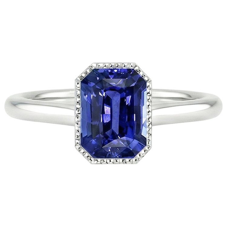 Bague En Or Scintillant Saphir Taille Radiant