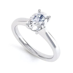 Bague En Or Solitaire Diamant Ovale Véritable