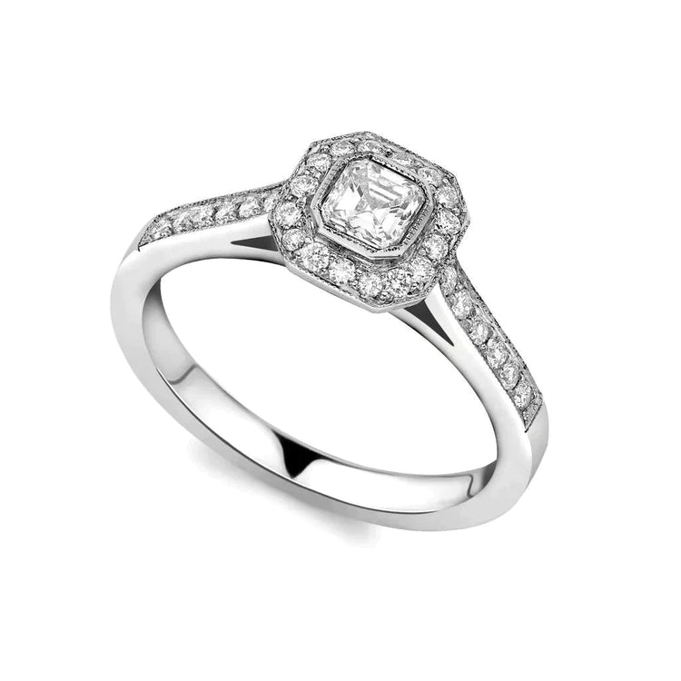 Bague En Réel Diamant Asscher 2,5 Carats Au Look Vintage