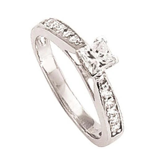 Bague En Réel Diamant De 1.50 Ct. Bijoux Taille Princesse Neuf