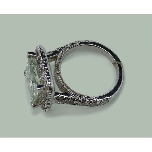 Bague En Réel Diamant Princesse Enorme De 9 Carats Avec Des Accents En Or Blanc 14K