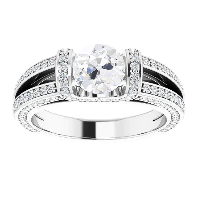 Bague En Réel Diamant Ronde Vieux Mineur Sertie De Bijoux A Tige Fendue 6 Carats